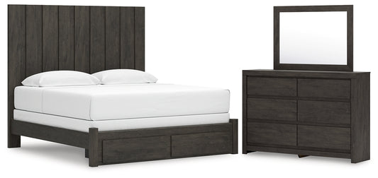 Fraluna King Panel Storage Bed, Dresser and Mirror