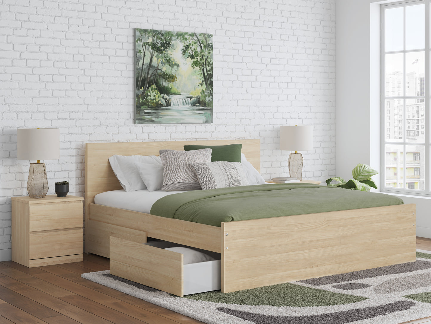 Onita King Panel Platform Bed with 1 Side Storage