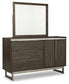 Arkenton California King Panel Bed with Mirrored Dresser, Chest and Nightstand