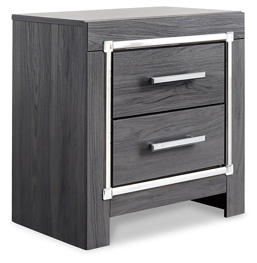 Lodanna Queen Panel Bed with 2 Storage Drawers, Dresser, Mirror and Nightstand