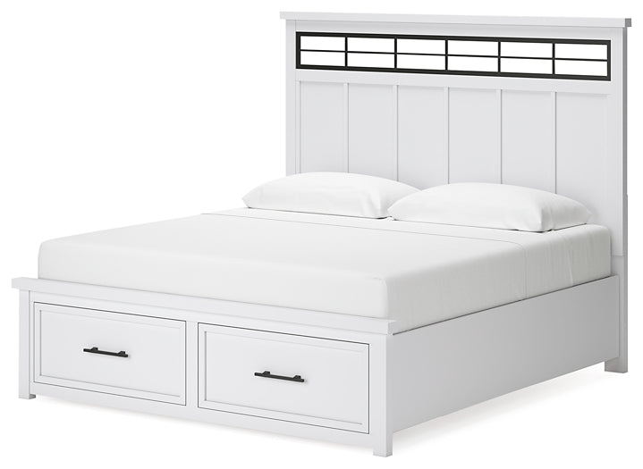Ashbryn King Panel Storage Bed, Dresser, Mirror and Nightstand