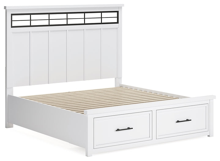 Ashbryn King Panel Storage Bed, Dresser, Mirror and Nightstand