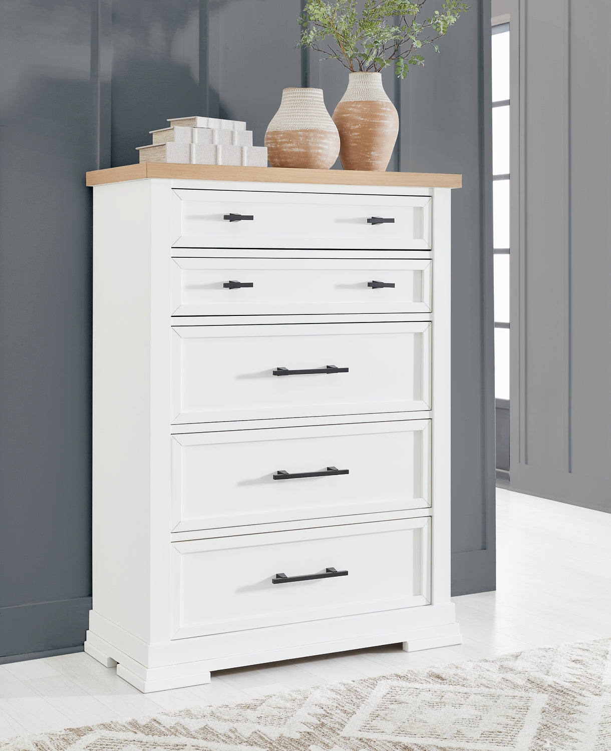 Ashbryn Queen Panel Storage Bed, Dresser, Mirror, Chest and Nightstand
