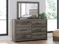 Graystorm King Panel Bed with Mirrored Dresser