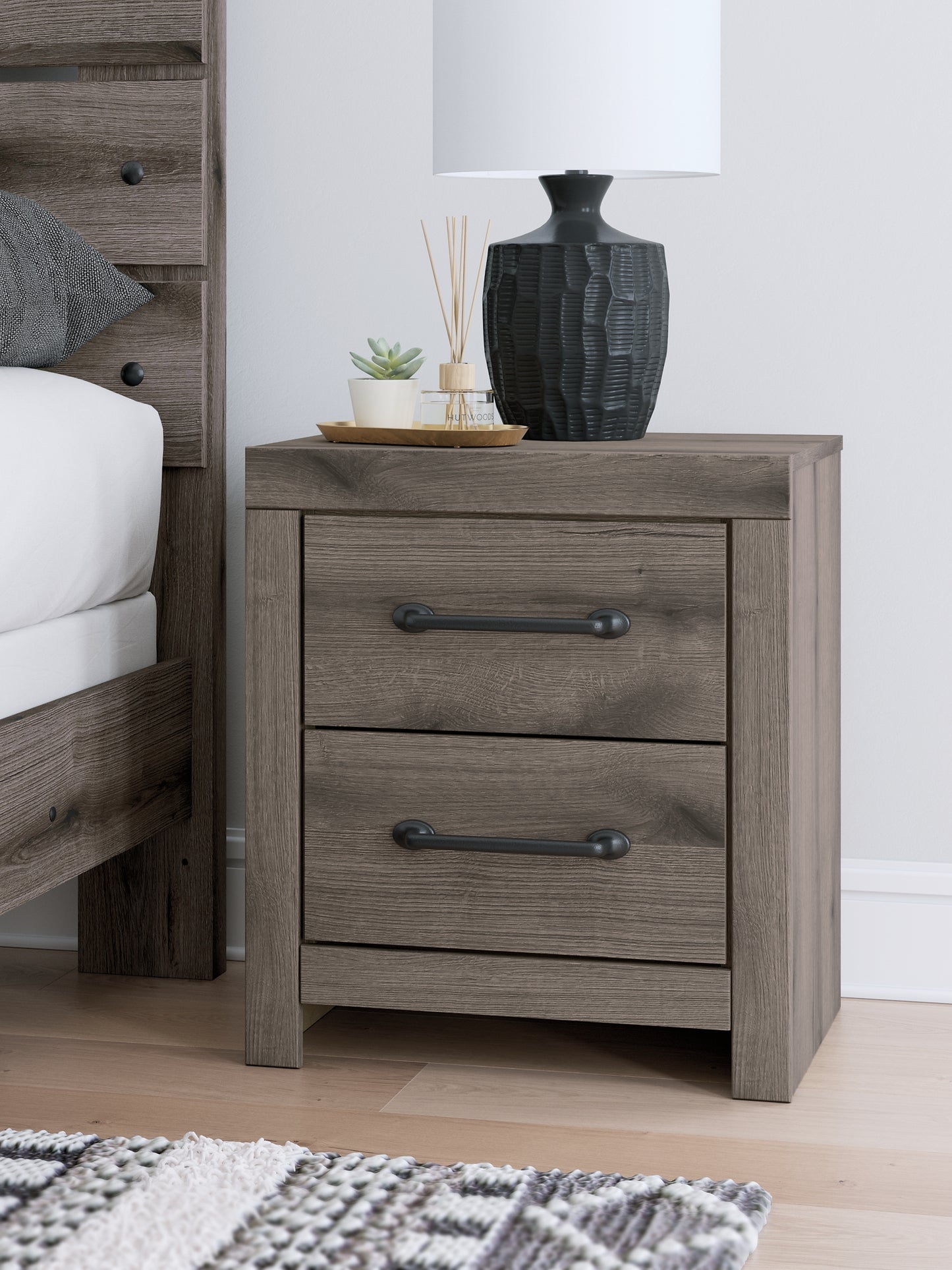 Graystorm Full Panel Bed with Storage with Mirrored Dresser, Chest and Nightstand