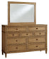 Sharlance California King Upholstered Panel Bed, Dresser, Mirror and Nightstand
