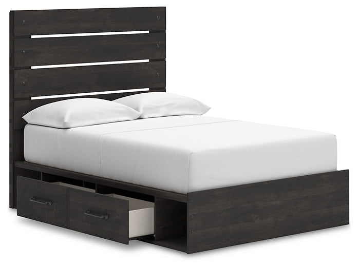Hollivern Full Panel Bed with Storage with Mirrored Dresser