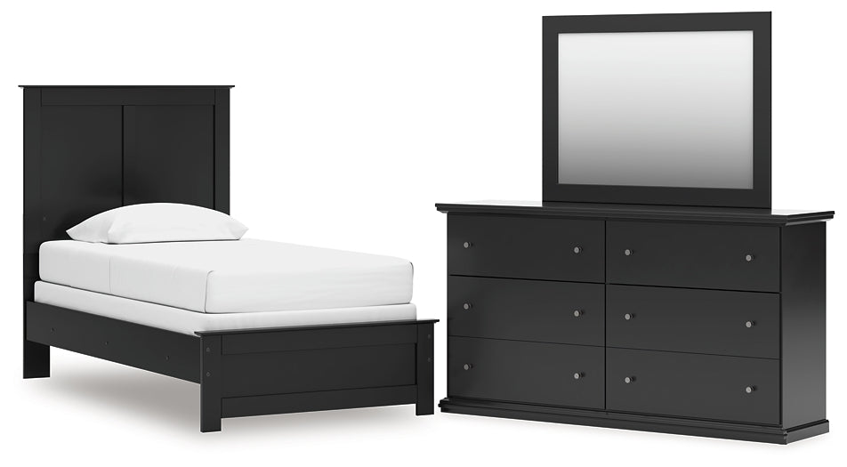 Maribel Twin Panel Bed, Dresser and Mirror