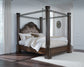 Maylee King Canopy Bed, Dresser, Mirror and Nightstand