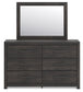 Hollivern King Panel Bed, Dresser, Mirror and Nightstand