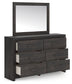 Hollivern King Panel Bed, Dresser, Mirror, Chest and Nightstand