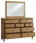 Sharlance Queen Upholstered Panel Bed, Dresser and Mirror