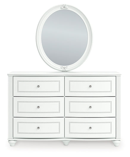 Kozlani Twin Upholstered Panel Bed, Dresser, Mirror and Nightstand