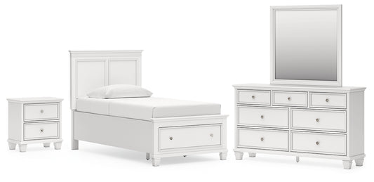 Fortman Twin Panel Storage Bed, Dresser, Mirror and Nightstand