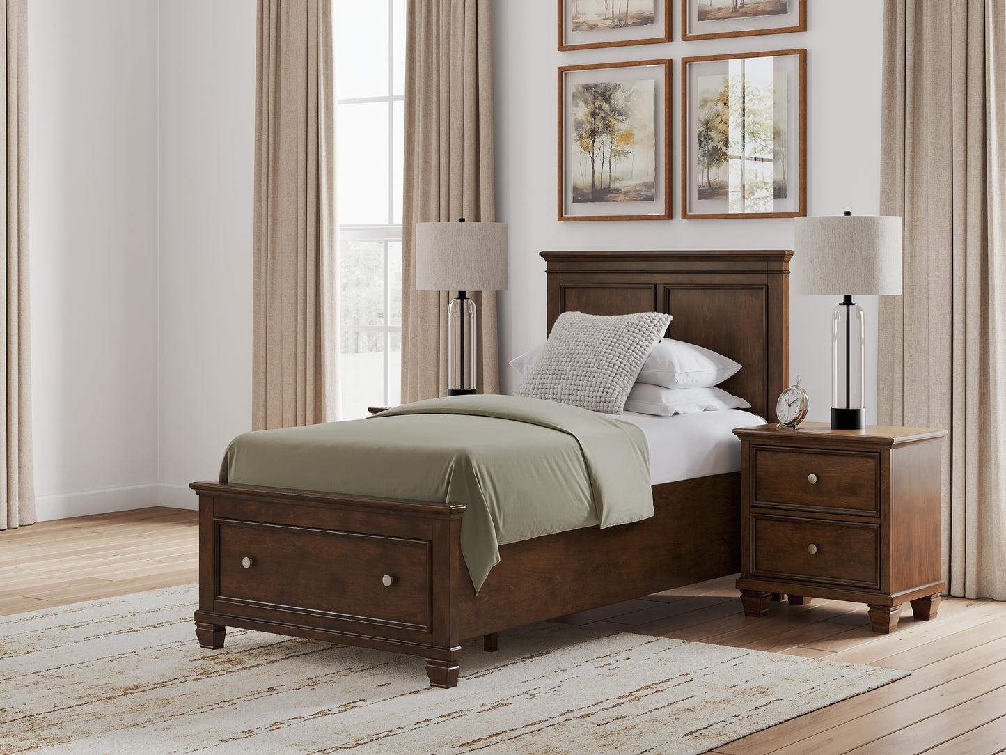 Danabrin Twin Panel Storage Bed, Dresser, Mirror and Nightstand