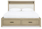 Calmoro Queen Bookcase Bed with Mirrored Dresser and Nightstand