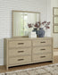 Calmoro California King Bookcase Bed with Mirrored Dresser