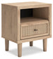 Cielden Full Upholstered Panel Bed with Mirrored Dresser and Nightstand