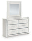 Zuraleus King Upholstered Panel Platform Bed, Dresser, Mirror, Chest and Nightstand