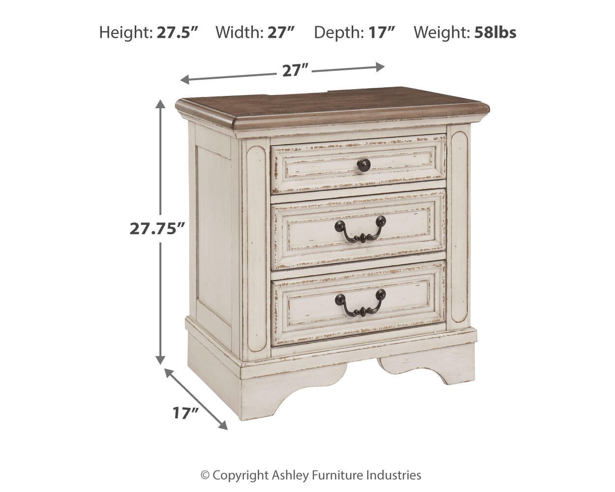 Realyn Three Drawer Night Stand