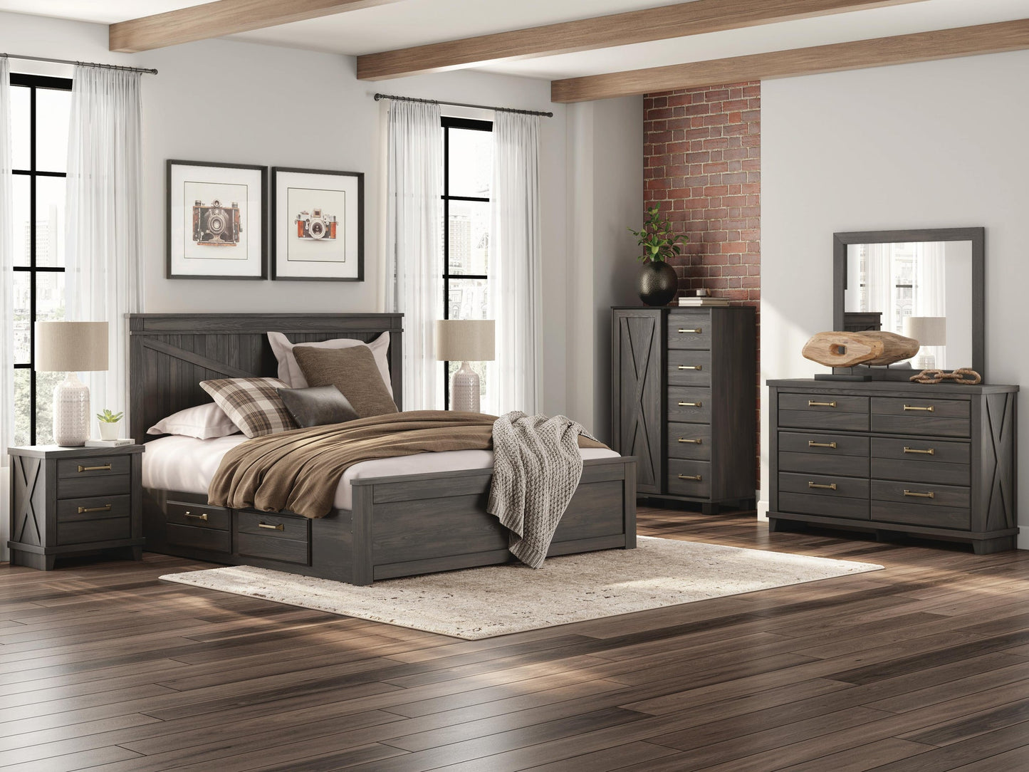 Vonitta Bay King Panel Platform Bed with Storage