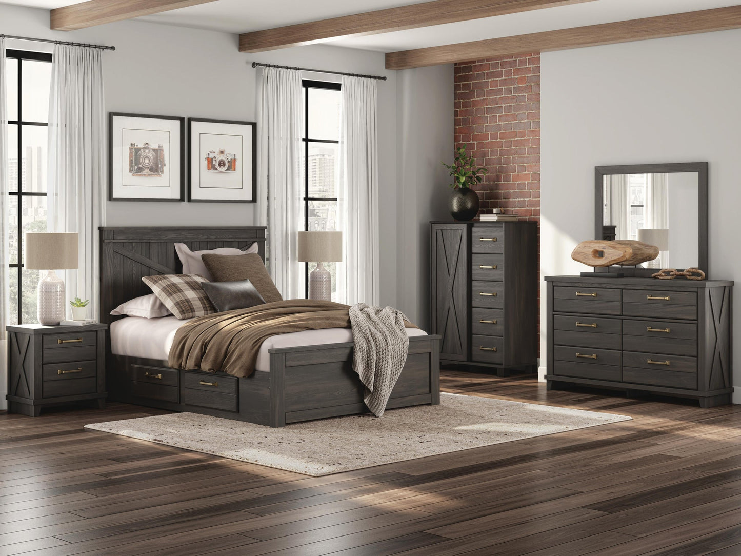 Vonitta Bay Queen Panel Bed with 2 Sided Storage