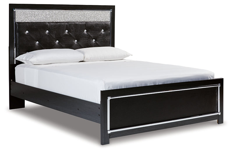Kaydell Queen Upholstered Panel Bed with Mirrored Dresser