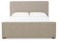 Dakmore King Upholstered Bed with Mirrored Dresser, Chest and Nightstand
