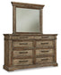 Markenburg California King Panel Bed with Mirrored Dresser