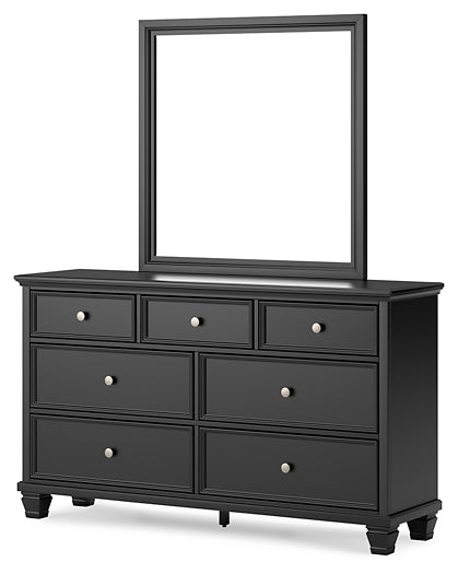 Lanolee California King Panel Bed with Mirrored Dresser, Chest and 2 Nightstands