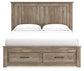 Yarbeck King Panel Bed with Storage with Mirrored Dresser, Chest and 2 Nightstands