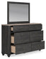 Nanforth King/California King Panel Headboard with Mirrored Dresser