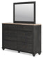 Nanforth King/California King Panel Headboard with Mirrored Dresser and 2 Nightstands