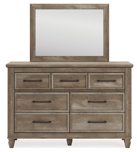 Yarbeck King Panel Bed with Storage with Mirrored Dresser and Chest