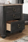 Nanforth Queen Panel Headboard with Mirrored Dresser, Chest and 2 Nightstands